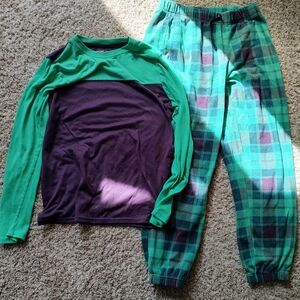 Cat & Jack Green and Purple Kids Pajama Set